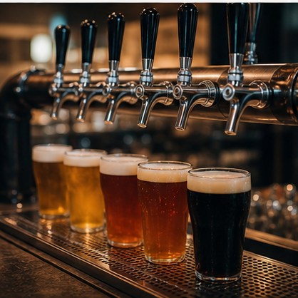Barra de cervecería artesanal de noche